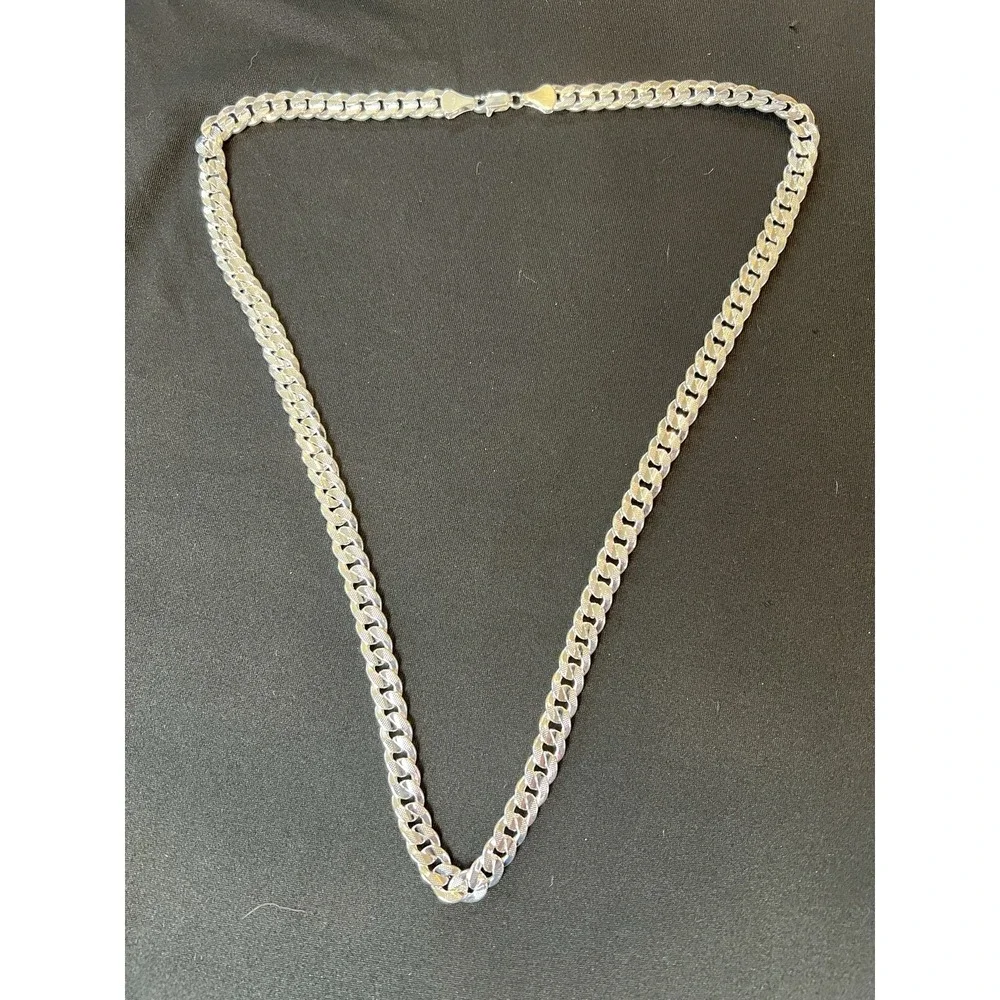 New Silver Plated Cuban Link Chain Necklace 30